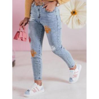 Farmer nadrágok - Női kék farmer virágmintával UY2467 kép