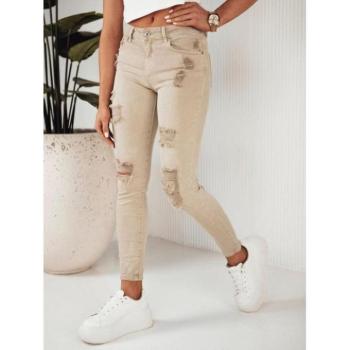 Farmer nadrágok - Puha bézs színű lyukas farmer kép