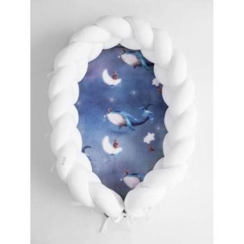 Fonott babafészkek 2az1-ben - Fonott, PREMIUM babafészek, 2 az 1-ben - fehér / Ocean Dreams kép