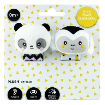 GaGaGu dupla Csörgő szett - Majom és panda - fekete-fehér kép