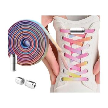 Gyerek cipők - Elasztikus szivárványszínű cipőfűzők kötés nélkül - 2 db kép