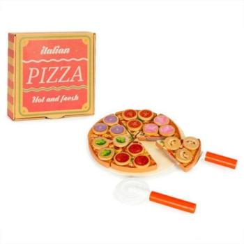 Gyerek játékok - Vágható fa pizza tépőzárral gyerekeknek kép