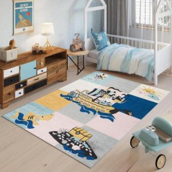 Gyerekszoba szőnyegek - Sötétkék gyerek szőnyeg, tengerész stílusban kép