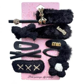 Haj kiegészítők - 10 darabos fekete díszítésű gemkapocs készlet kép