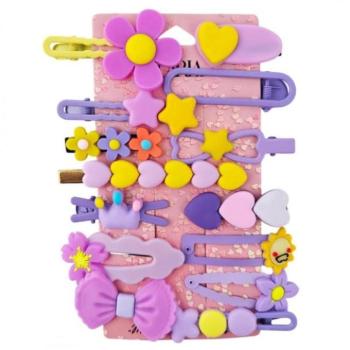 Haj kiegészítők - 14 darabos lila hajcsat készlet kép