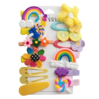 Haj kiegészítők - 14 darabos színes gyermek hajcsat készlet kép