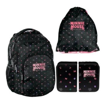 Hátizsákok és zsákok - Fekete, 3 darabos MINNIE iskolai szett, hátizsákkal, táskával és tolltartóval kép