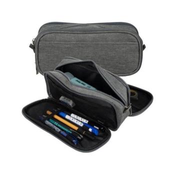 Hátizsákok és zsákok - Három rekeszes tolltartó szürke színben kép