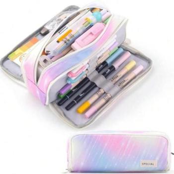 Hátizsákok és zsákok - Nagy, színes, háromrekeszes tolltartó kép