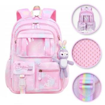 Hátizsákok és zsákok - Rózsaszín RAINBOW iskolatáska kulcstartóval kép