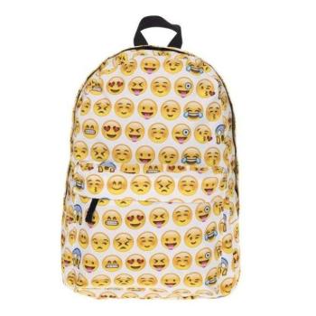 Hátizsákok és zsákok - Stílusos fehér hátizsák színes smiley-kkal hölgyeknek kép