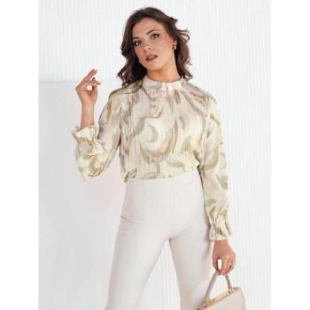 Hosszú ujjú blúzok - Mintás bézs rakott blúz kép