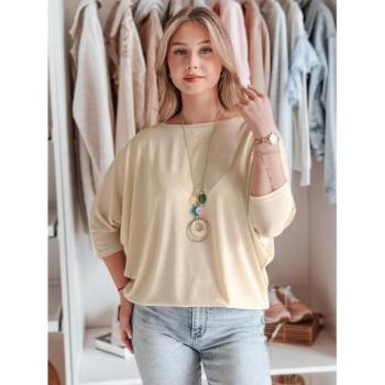 Hosszú ujjú blúzok - Női bő bézs színű blúz medállal RY2773 kép