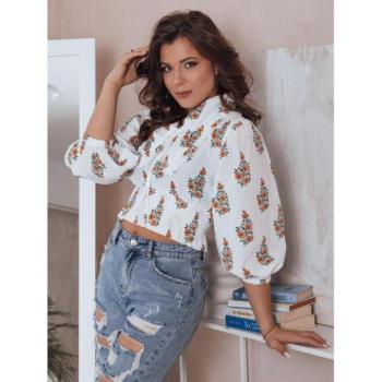 Hosszú ujjú blúzok - Virágmintás blúz széles gallérral kép