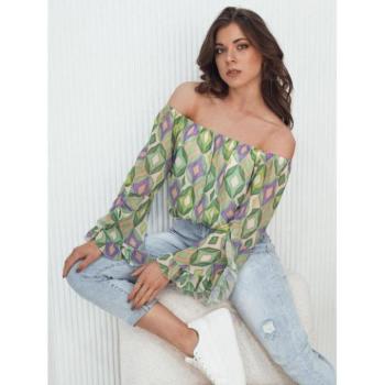 Hosszú ujjú blúzok - Zöld női mintás blúz RY2464 kép