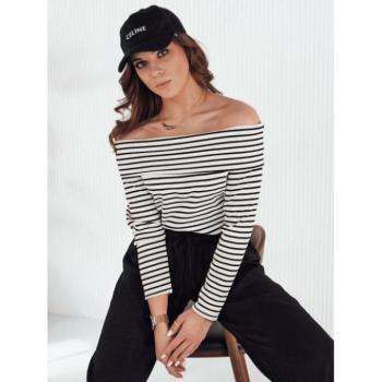 Hosszú ujjú - Csíkos váll nélküli fekete póló kép