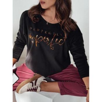 Hosszú ujjú - Fekete női oversize póló RY2666 mintával kép