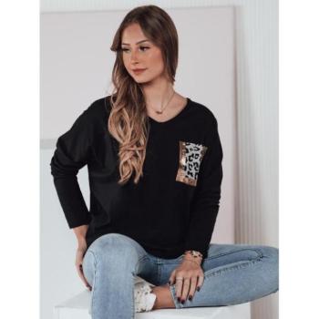 Hosszú ujjú - Fekete női túlméretezett póló RY2682 mintával kép