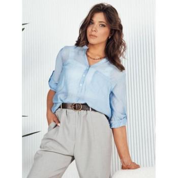 Hosszú ujjú ingek - Átlátszó női ing világoskék színben kép