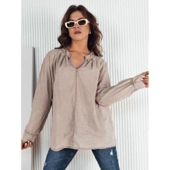 Hosszú ujjú ingek - Bézs színű bő ing állógallérral kép