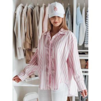 Hosszú ujjú ingek - Csíkos rózsaszín-fehér női ing DY0462 kép