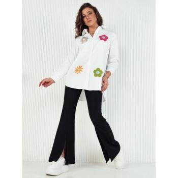 Hosszú ujjú ingek - Fehér női ing virágokkal kép