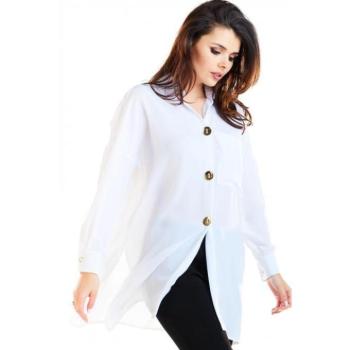 Hosszú ujjú ingek - Fehér oversize ing, hosszú ujjal hölgyeknek kép