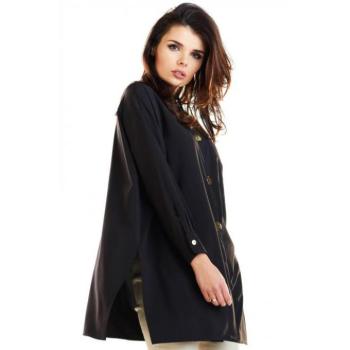 Hosszú ujjú ingek - Fekete oversize ing, hosszú ujjal hölgyeknek kép