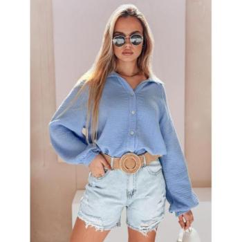 Hosszú ujjú ingek - Kék színű muszlin női ing DY0479 kép