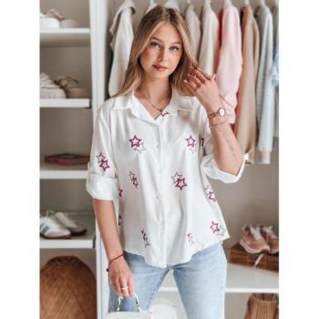 Hosszú ujjú ingek - Női fehér ing csillagokkal DY0452 kép