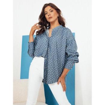 Hosszú ujjú ingek - Női kék ing szívekkel kép