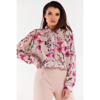 Hosszú ujjú ingek - Ovesized női ing trópusi mintával kép