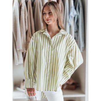 Hosszú ujjú ingek - Zöld-fehér csíkos női ing DY0460 kép