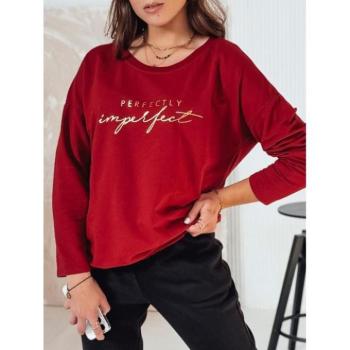 Hosszú ujjú - Laza női bordó póló mintával RY2693 kép