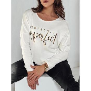 Hosszú ujjú - Női fehér oversize póló RY2665 mintával kép