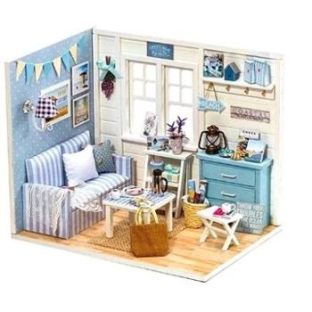 IKONKA Összeszerelhető fa nappali szoba babáknak LED világítással, DIY 3016 kép