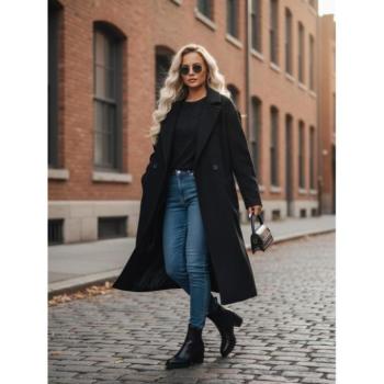 Kabátok és trenchek - Átmeneti fekete női kabát NY0764z kép