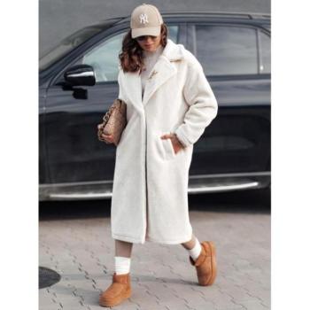 Kabátok és trenchek - Bézs hosszú női bunda TY4698 kép