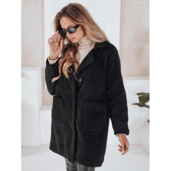 Kabátok és trenchek - Fekete szőrös női kabát NY0756 kép