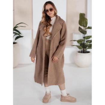 Kabátok és trenchek - Hosszú bézs színű női báránybőr kabát NY0753 kép