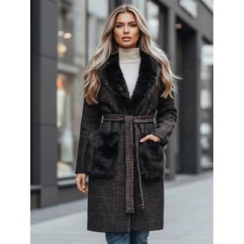 Kabátok és trenchek - Női barna szőrmés kabát TY5229z kép