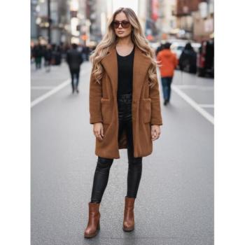 Kabátok és trenchek - Női bunda barna színben NY0752z kép