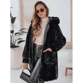 Kabátok és trenchek - Női fekete bunda kapucnival TY4982 kép