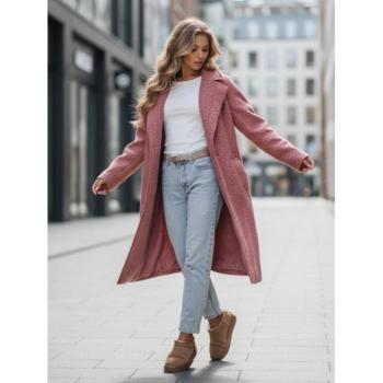 Kabátok és trenchek - Női hosszú rózsaszín báránybőr kabát NY0755z kép