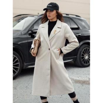 Kabátok és trenchek - Világos bézs hosszú női kabát NY0738 kép