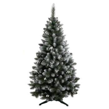 Karácsonyfák - Karácsonyi sűrű havas fenyőfa gyöngyökkel - 150 cm - kép