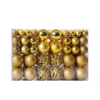 Karácsonyi dekoráció - Arany, karácsonyi golyó készlet - 100 db kép