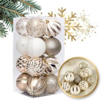 Karácsonyi dekoráció - Arany karácsonyi golyókészlet - 16 db kép