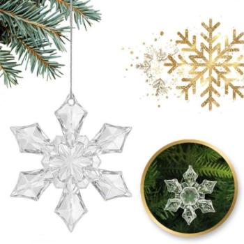 Karácsonyi dekoráció - Átlátszó hópehely díszek szett - 12 db kép