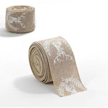 Karácsonyi dekoráció - Bézs színű, karácsonyi szalag kép